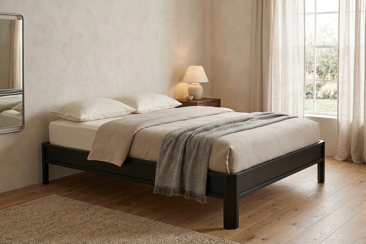 Metallbett ALIX 200x140 aus Aluminium – Bettgestell ohne Kopfteil - black diamond