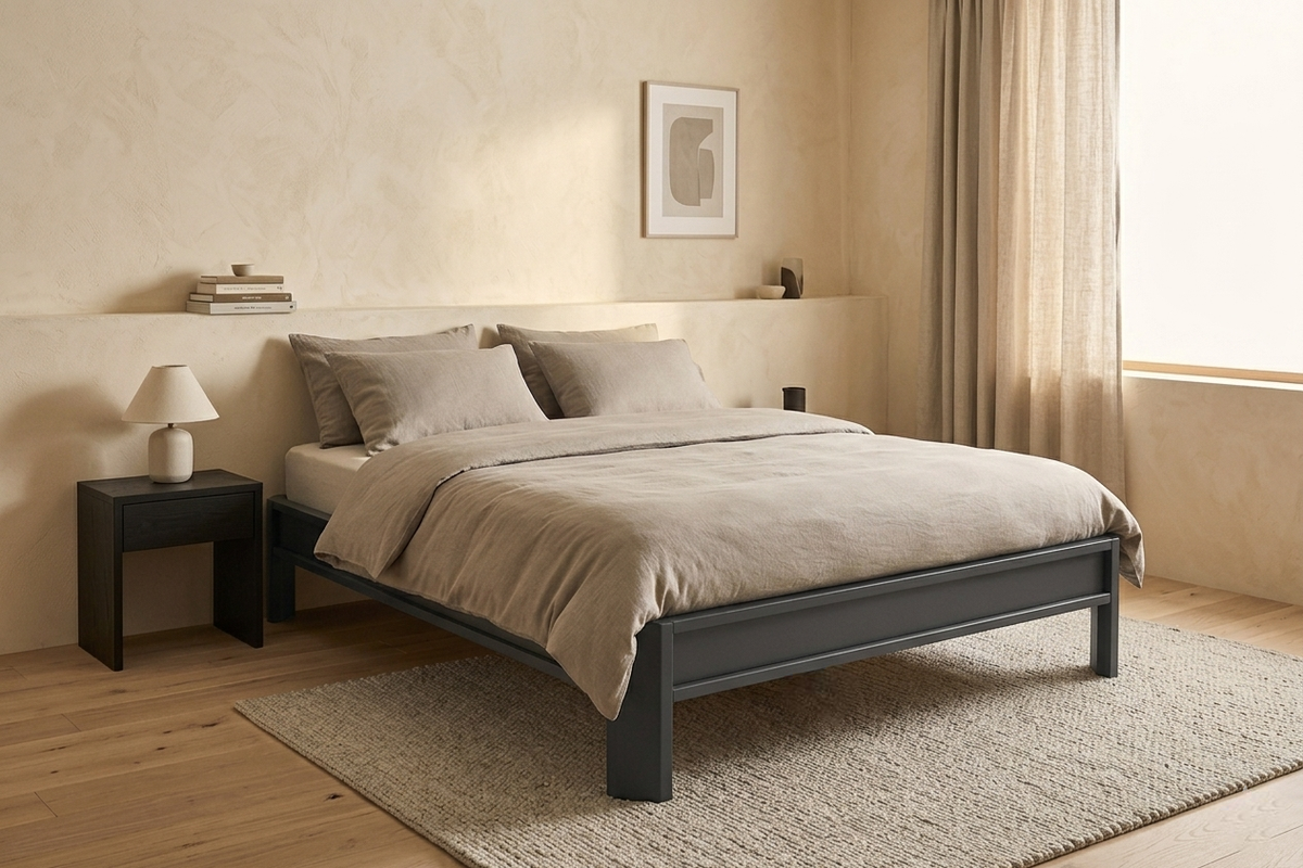 Metallbett ALIX 200x140 aus Aluminium – Bettgestell ohne Kopfteil - carbon grey