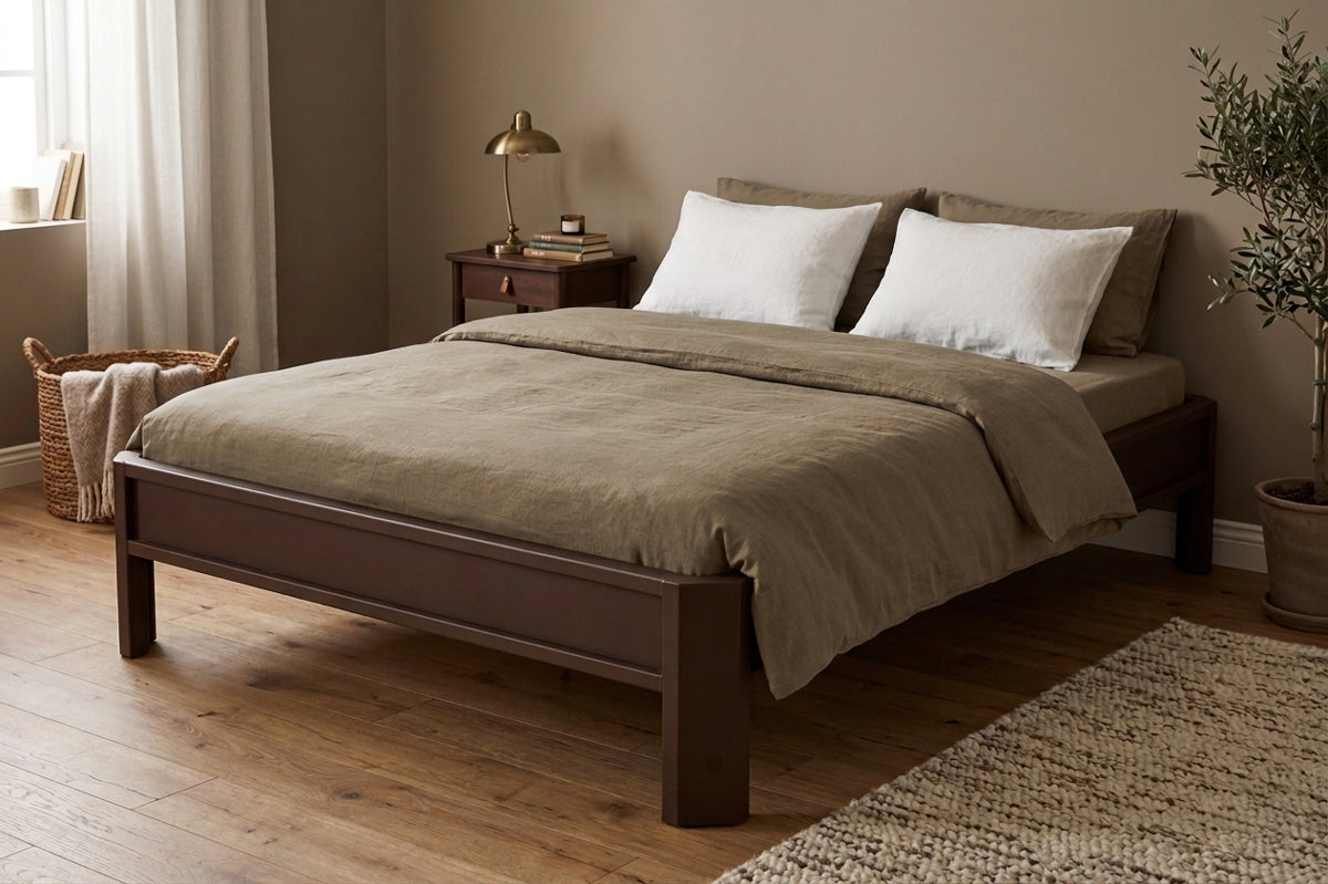 Metallbett ALIX 200x160 aus Aluminium – Bettgestell ohne Kopfteil - dark chocolate