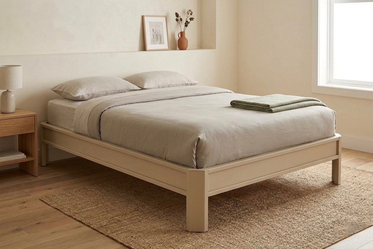 Metallbett ALIX 200x160 aus Aluminium – Bettgestell ohne Kopfteil - sandy beach