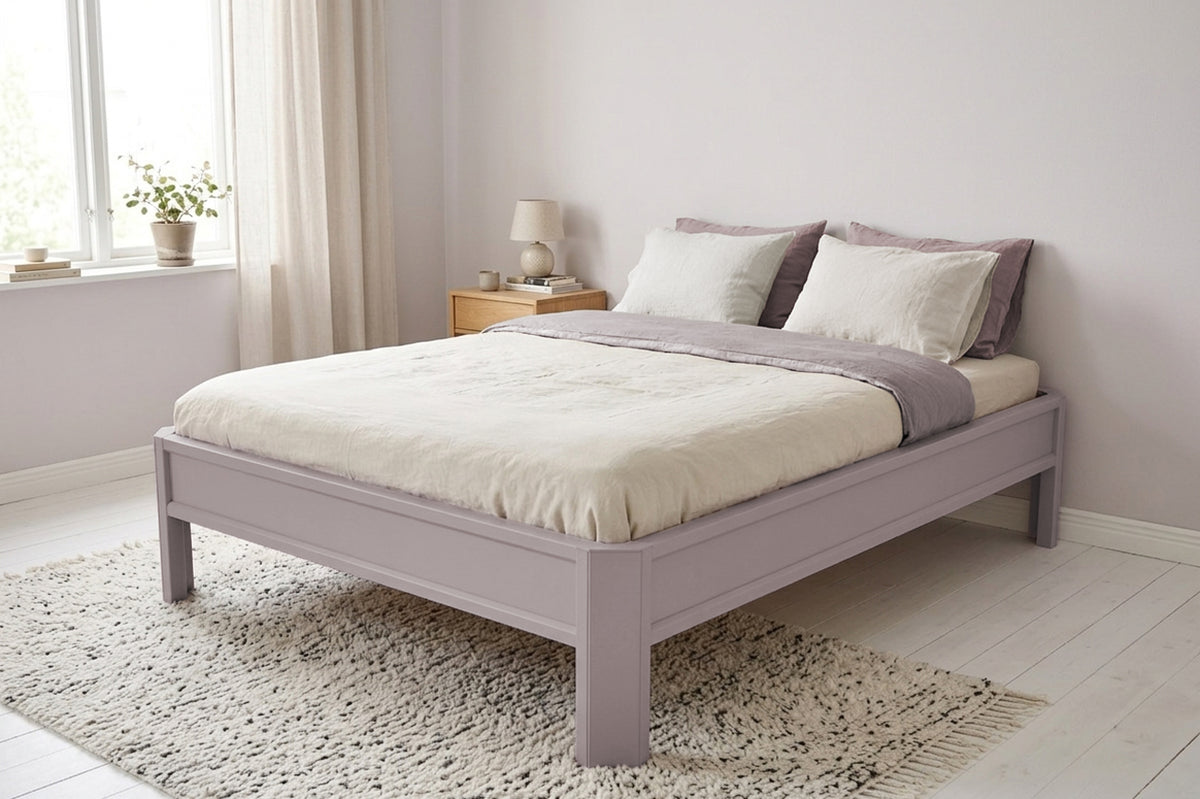 Metallbett ALIX 200x140 aus Aluminium – Bettgestell ohne Kopfteil - soft lavender