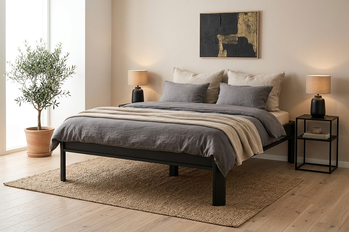 Metallbett ALIX 200x180 aus Aluminium –Bettgestell ohne Kopfteil - black diamond