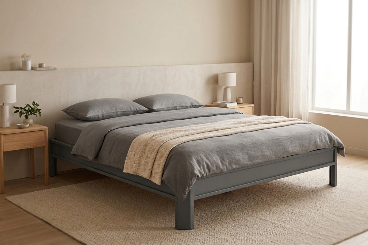 Metallbett ALIX 200x180 aus Aluminium – Bettgestell ohne Kopfteil - carbon grey