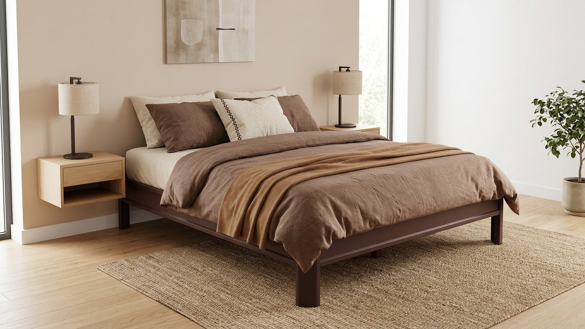Metallbett ALIX 200x180 aus Aluminium – Bettgestell ohne Kopfteil - dark chocolate