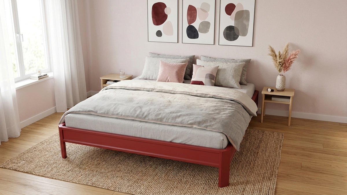 Metallbett ALIX 200x180 aus Aluminium – Bettgestell ohne Kopfteil - red chilli
