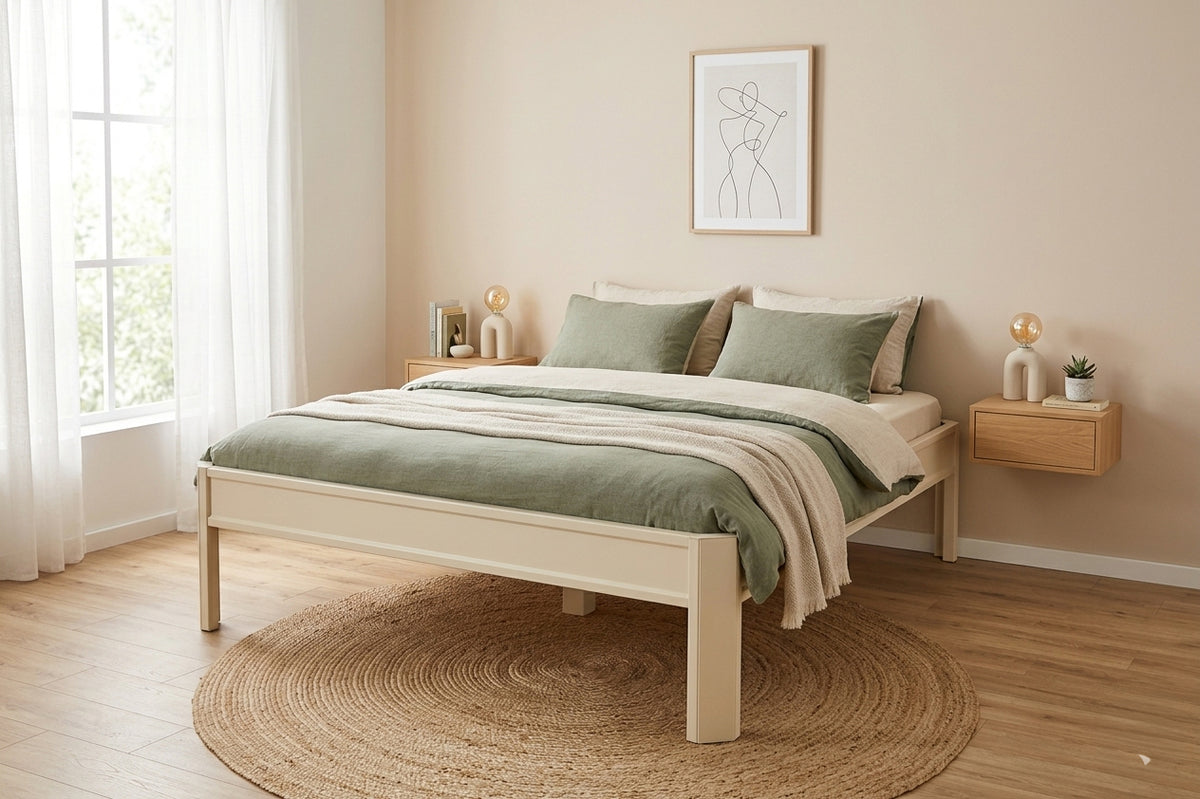 Metallbett ALIX 200x200 aus Aluminium – Bettgestell ohne Kopfteil - sandy beach