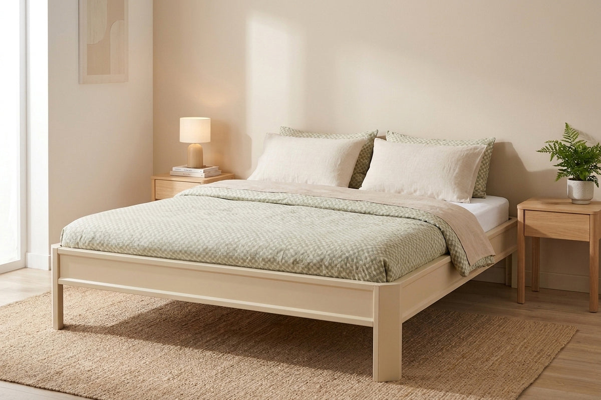 Metallbett ALIX 200x180 aus Aluminium – Bettgestell ohne Kopfteil - sandy beach