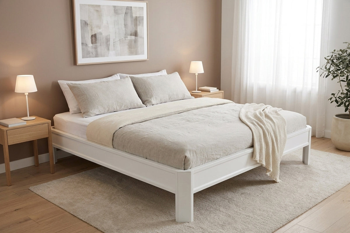 Metallbett ALIX 200x180 aus Aluminium – Bettgestell ohne Kopfteil - snow white