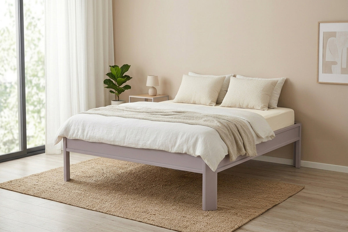 Metallbett ALIX 200x200 aus Aluminium – Bettgestell ohne Kopfteil - soft lavender