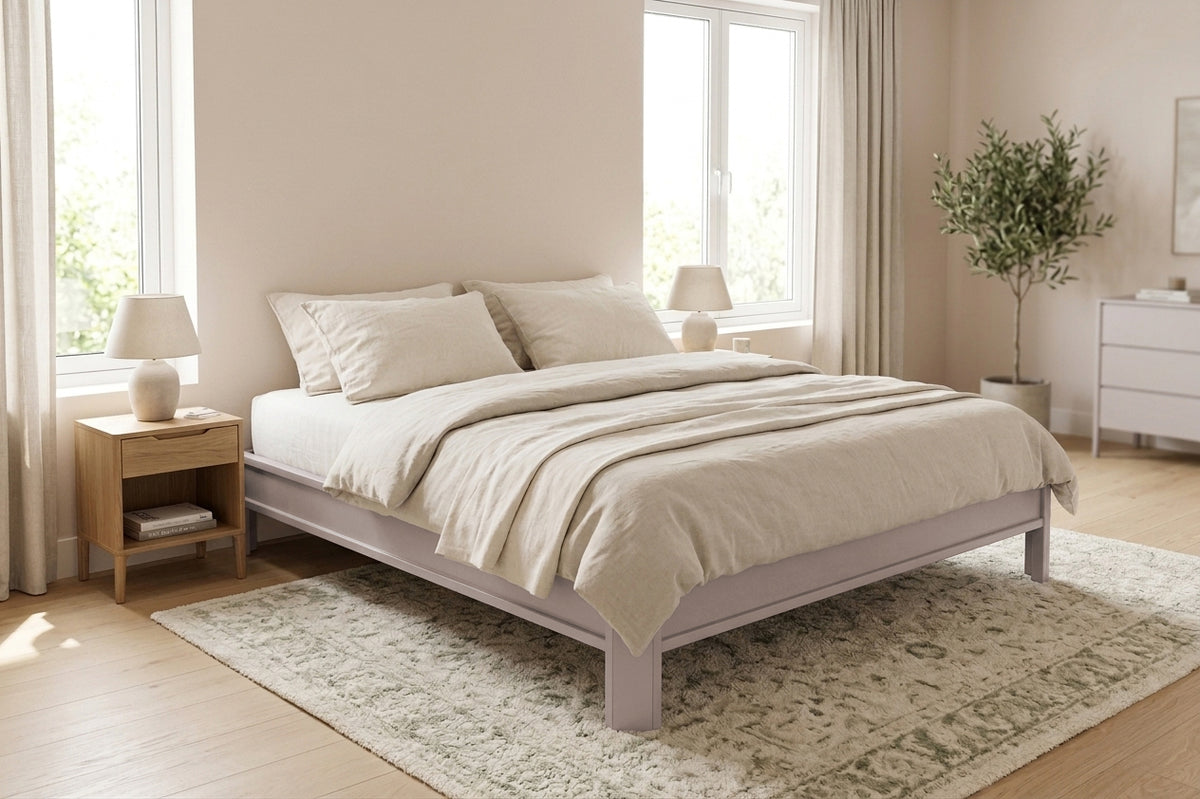 Metallbett ALIX 200x180 aus Aluminium – Bettgestell ohne Kopfteil - soft lavender
