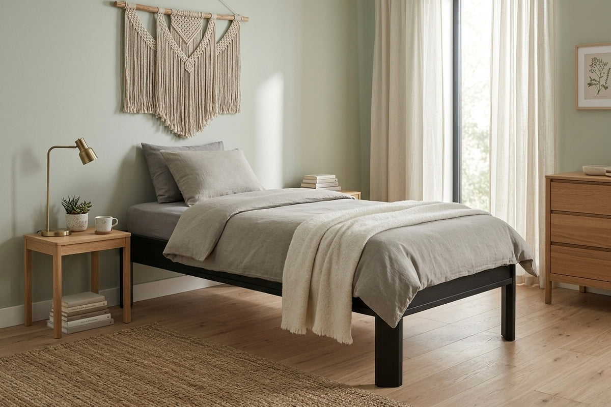 Metallbett ALIX 200x90 aus Aluminium – Bettgestell ohne Kopfteil - black diamond