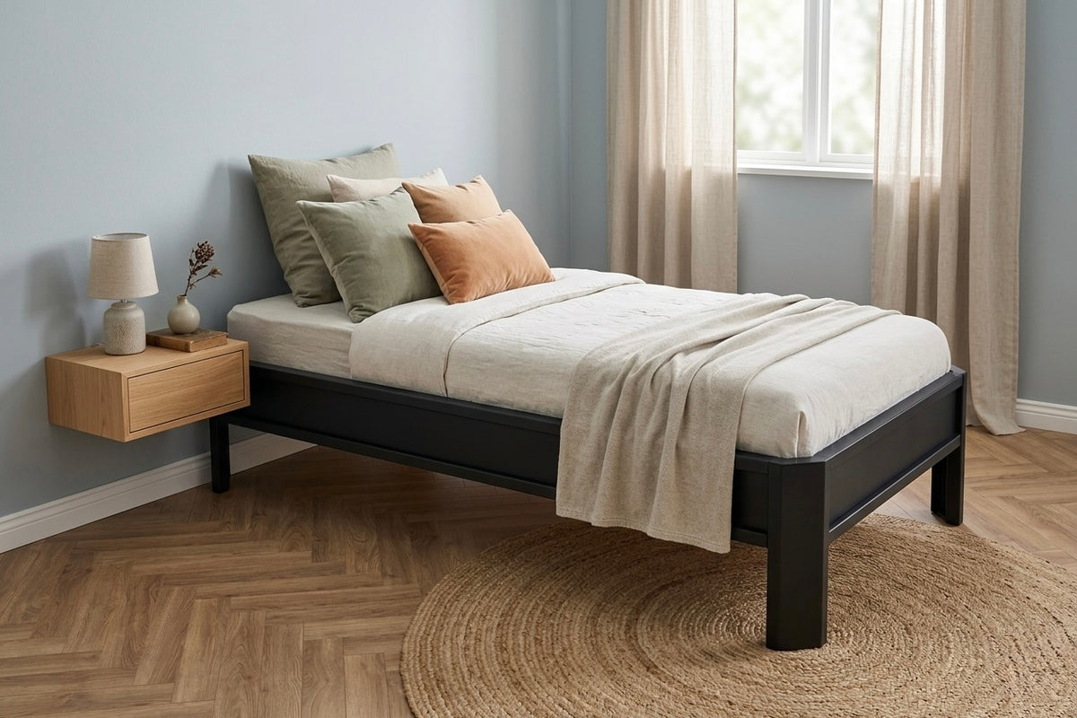 Metallbett ALIX 200x90 aus Aluminium – Bettgestell ohne Kopfteil - black diamond