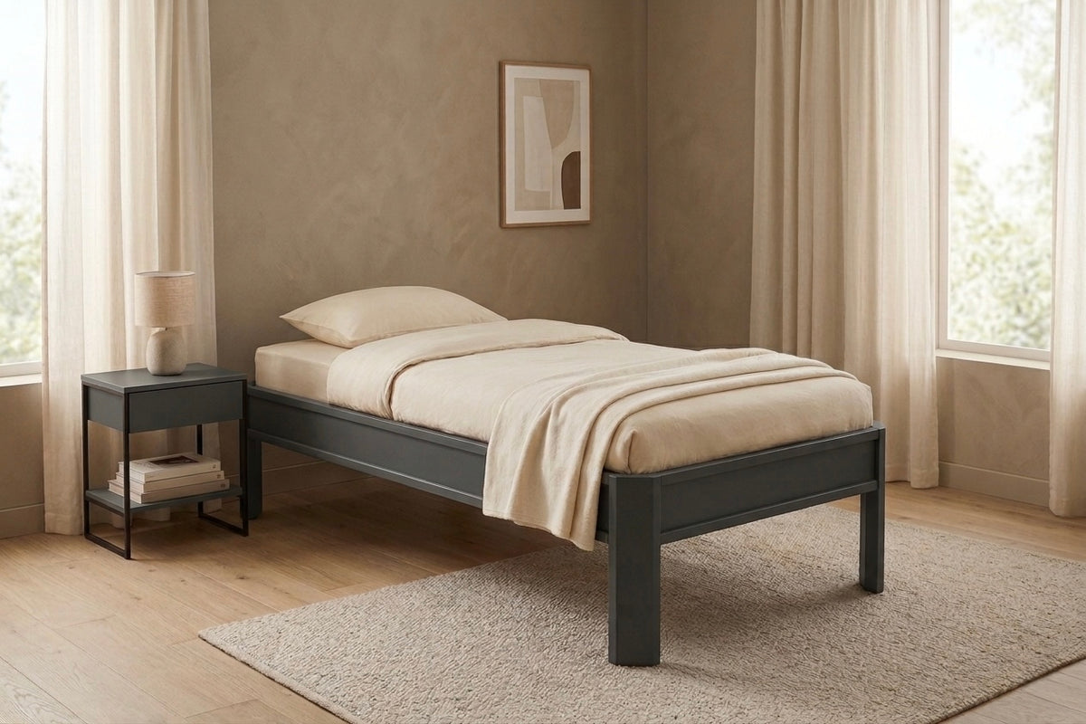 Metallbett ALIX 200x90 aus Aluminium – Bettgestell ohne Kopfteil - carbon grey