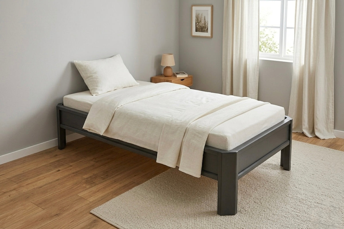 Metallbett ALIX 200x90 aus Aluminium – Bettgestell ohne Kopfteil - carbon grey