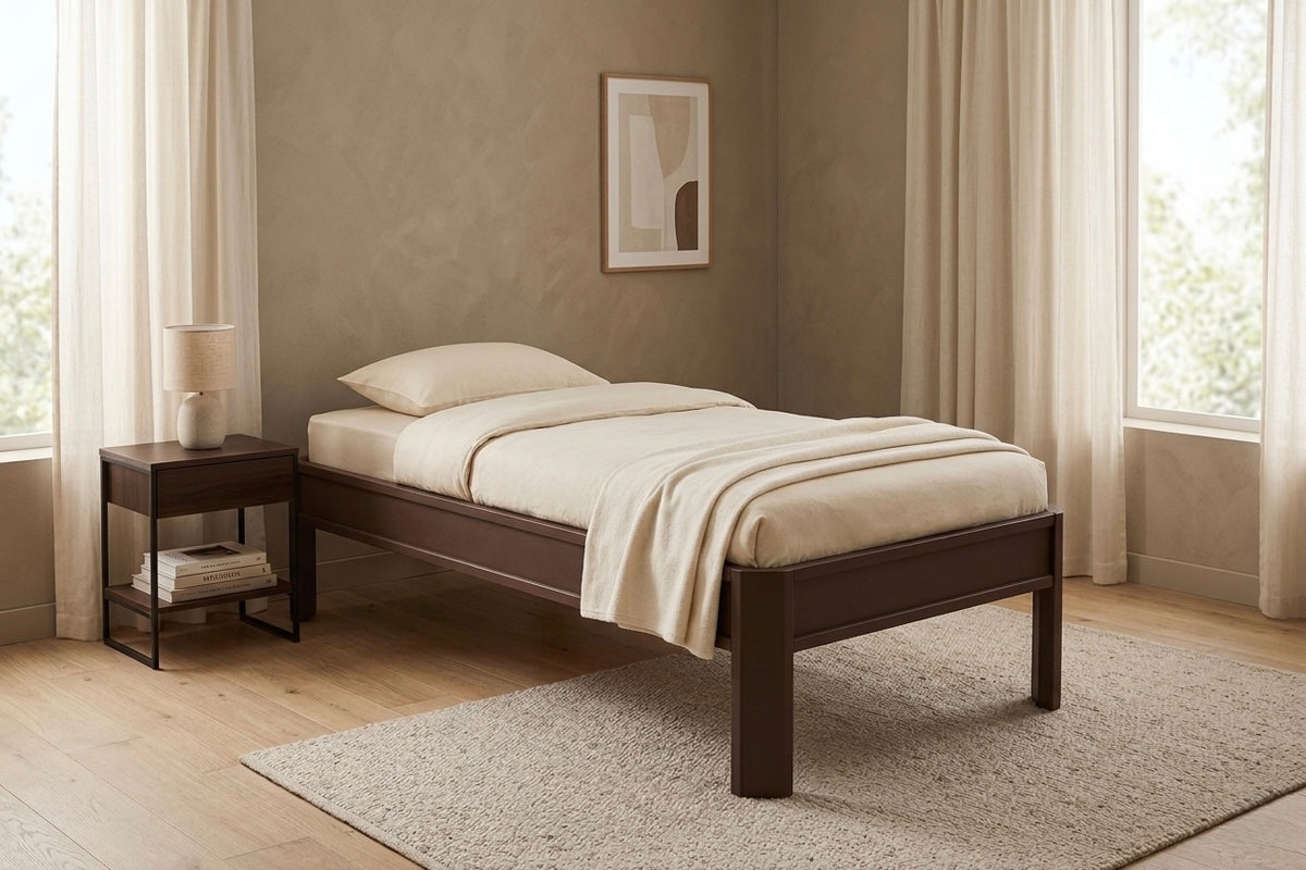 Metallbett ALIX 200x90 aus Aluminium – Bettgestell ohne Kopfteil - dark chocolate