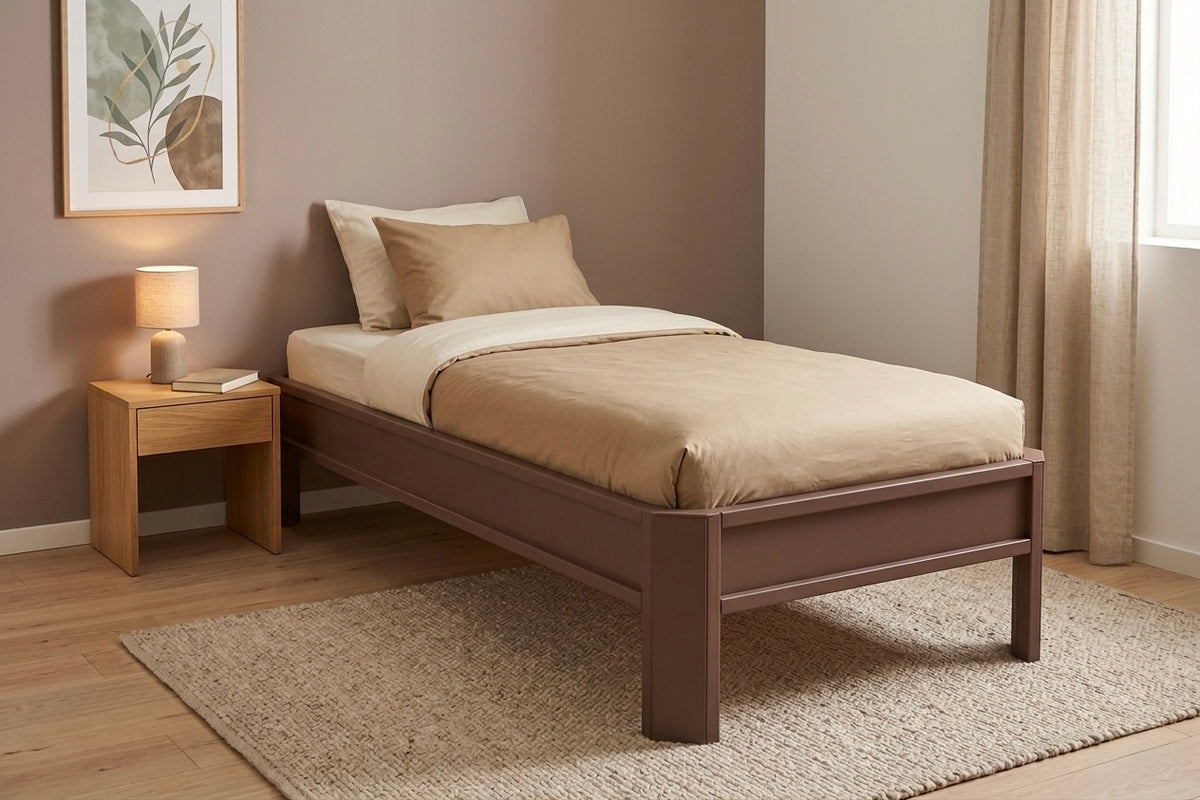 Metallbett ALIX 200x90 aus Aluminium – Bettgestell ohne Kopfteil - dark chocolate