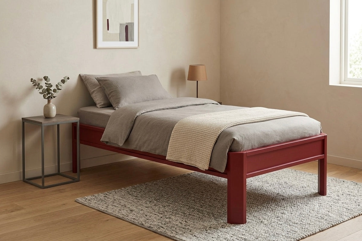Metallbett ALIX 200x100 aus Aluminium – Bettgestell ohne Kopfteil - red chili