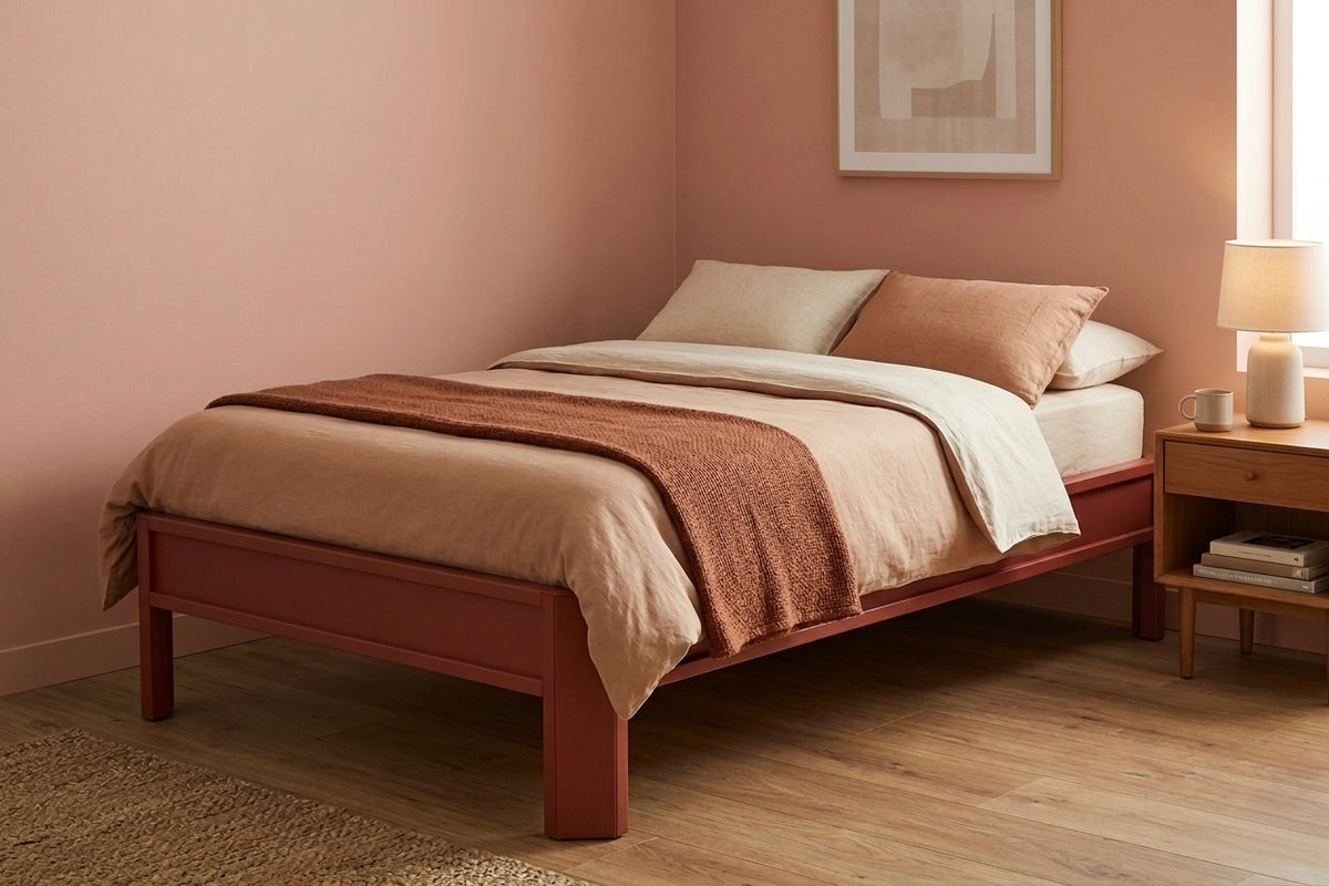 Metallbett ALIX 200x100 aus Aluminium – Bettgestell ohne Kopfteil - red chili