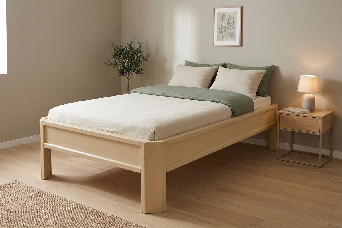 Metallbett ALIX 200x90 aus Aluminium – Bettgestell ohne Kopfteil - sandy beach
