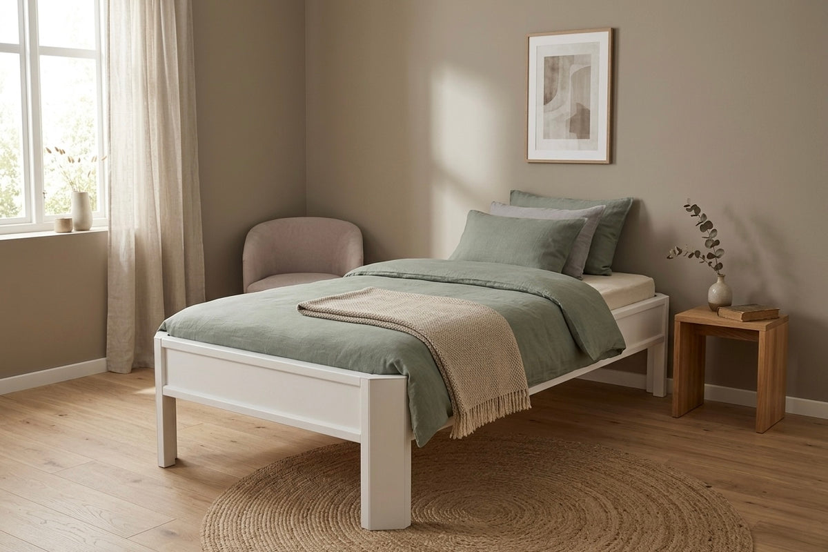 Metallbett ALIX 200x100 aus Aluminium – Bettgestell ohne Kopfteil - snow white