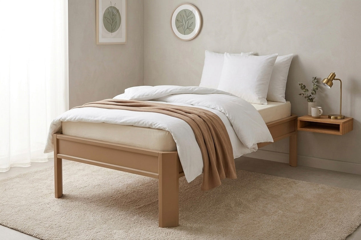 Metallbett ALIX 200x90 aus Aluminium – Bettgestell ohne Kopfteil - golden toffee