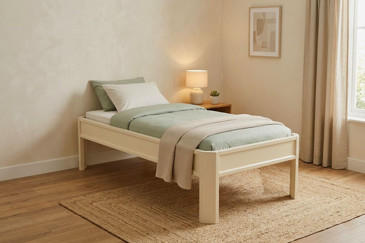 Metallbett ALIX 200x90 aus Aluminium – Bettgestell ohne Kopfteil - sandy beach