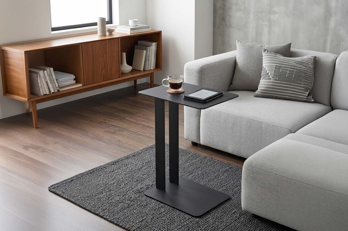 Beistelltisch DANA mit Ablage - Stahl - Ablagetisch - carbon grey