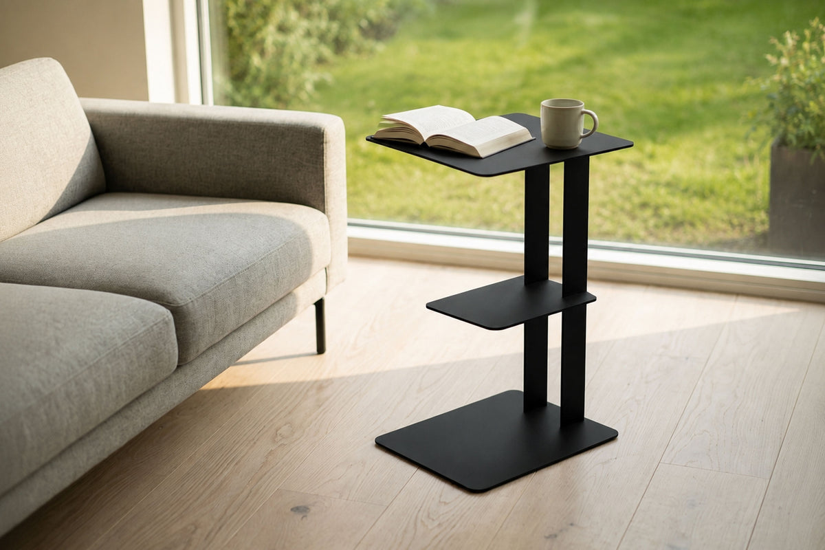 Beistelltisch DARY - mit Ablage - Stahl - Ablagetisch - black diamond