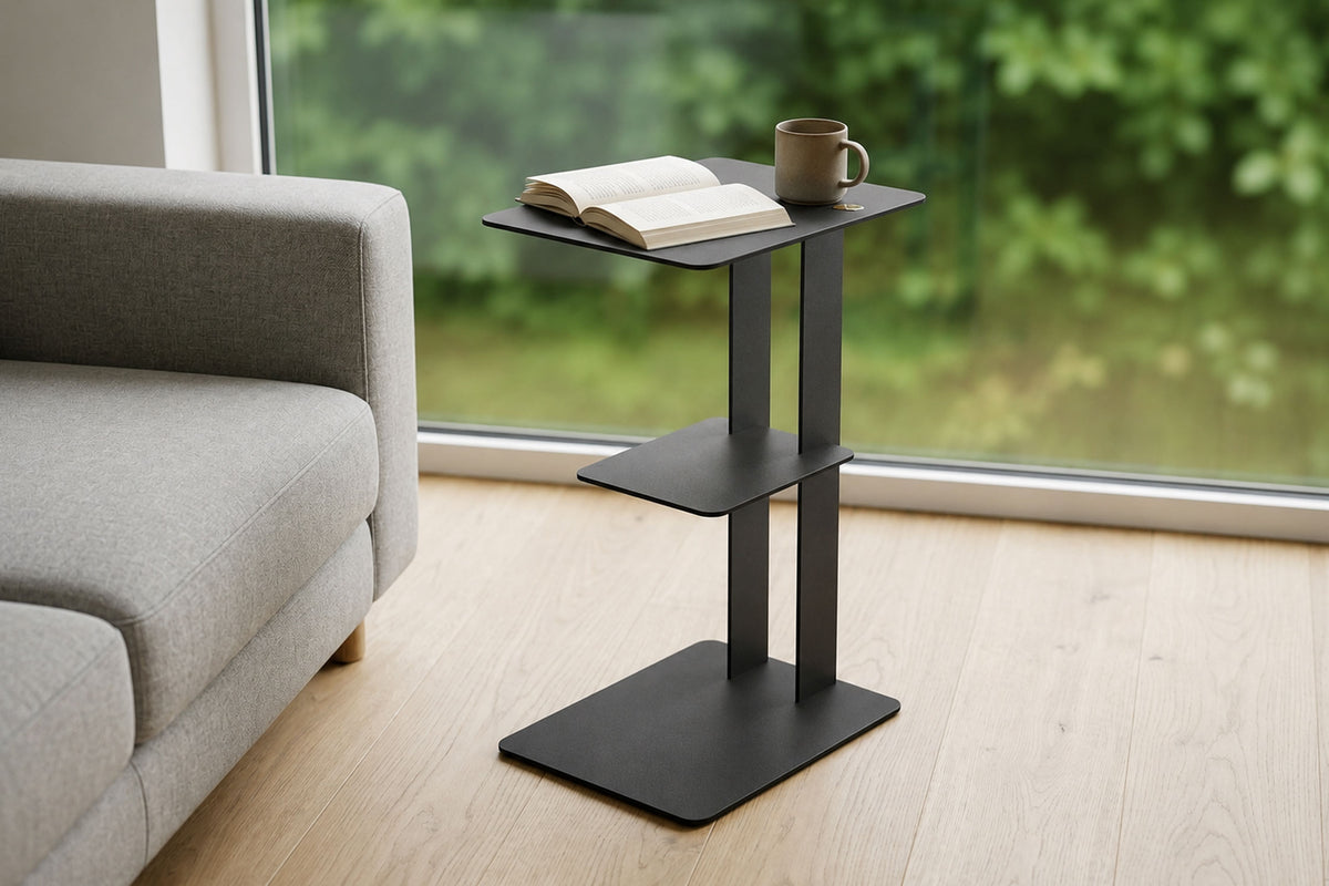 Beistelltisch DARY - mit Ablage - Stahl - Ablagetisch - carbon grey