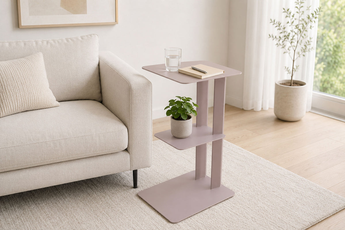 Beistelltisch DARY - mit Ablage - Stahl - Ablagetisch - soft lavender