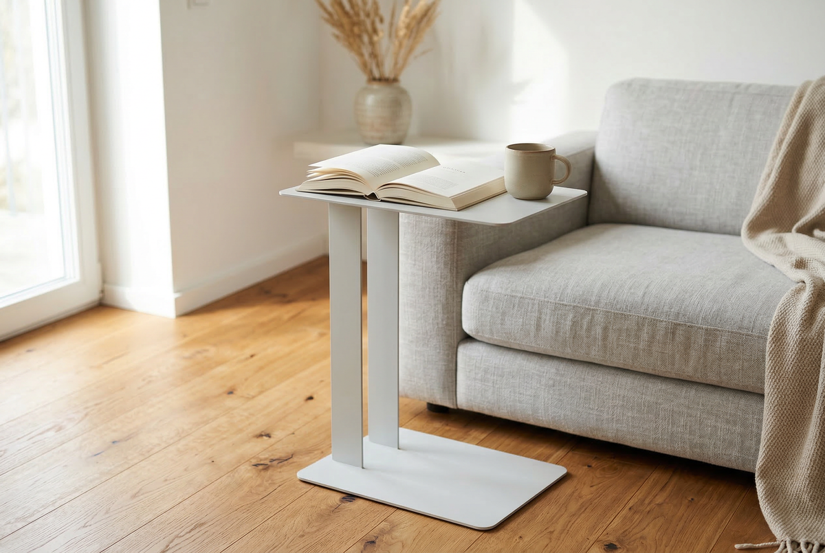 Beistelltisch DANA mit Ablage - Stahl - Ablagetisch - snow white