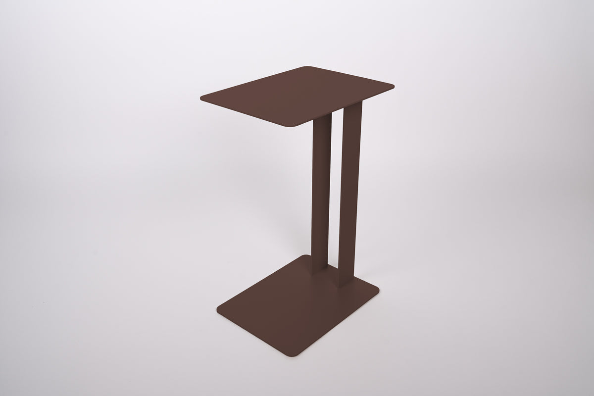 Beistelltisch DANA mit Ablage - Stahl - Ablagetisch - dark chocolate
