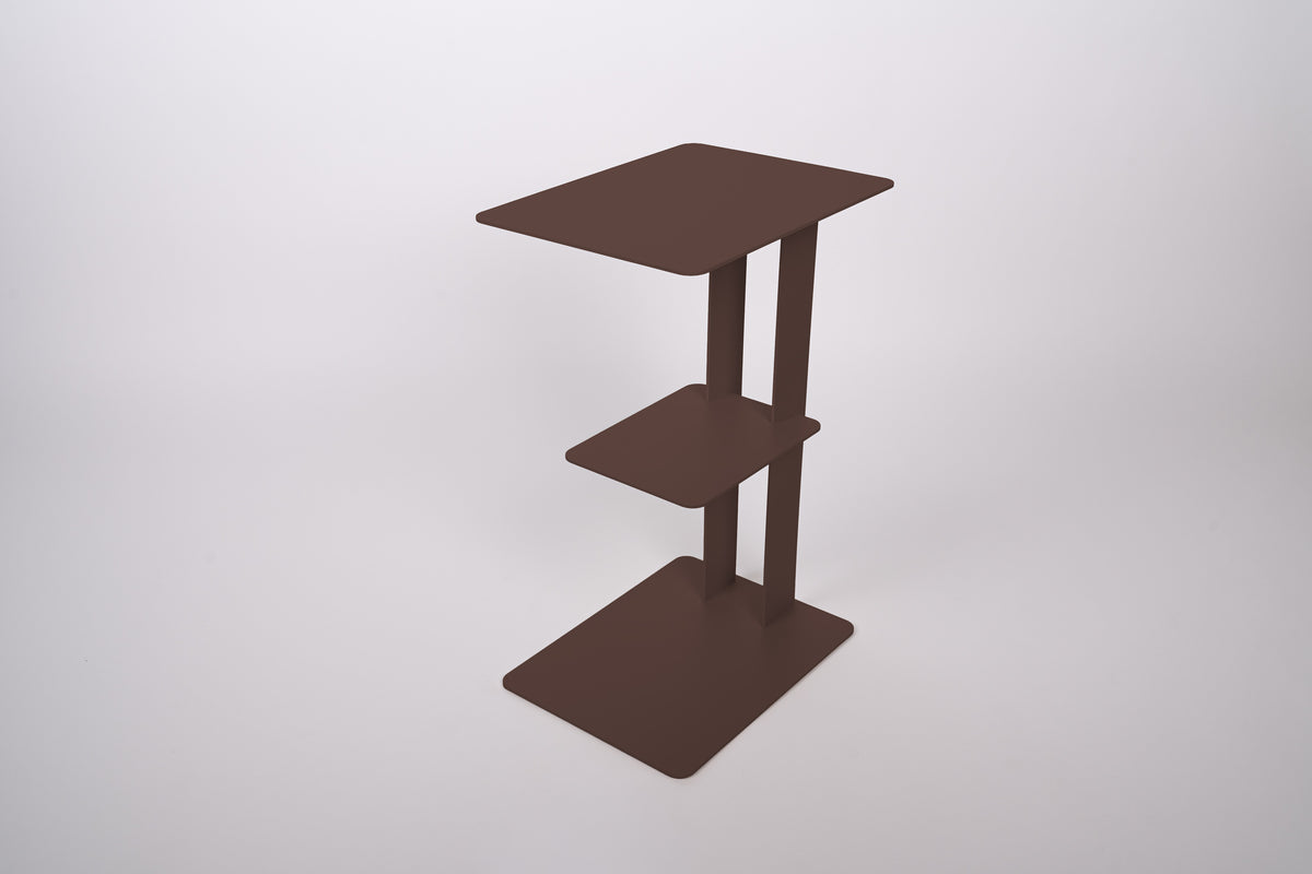 Beistelltisch DARY - mit Ablage - Stahl - Ablagetisch - dark chocolate