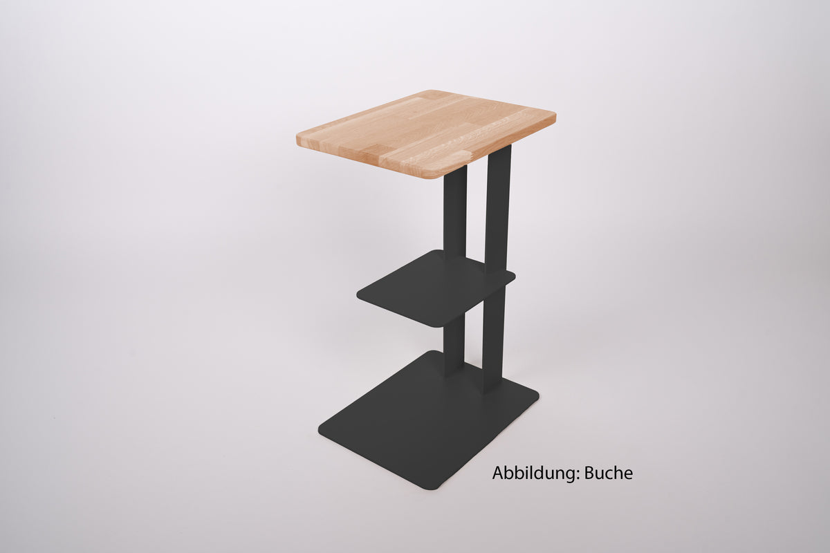 Beistelltisch DEZZ mit Ablagefach - Stahl/Holz - black diamond