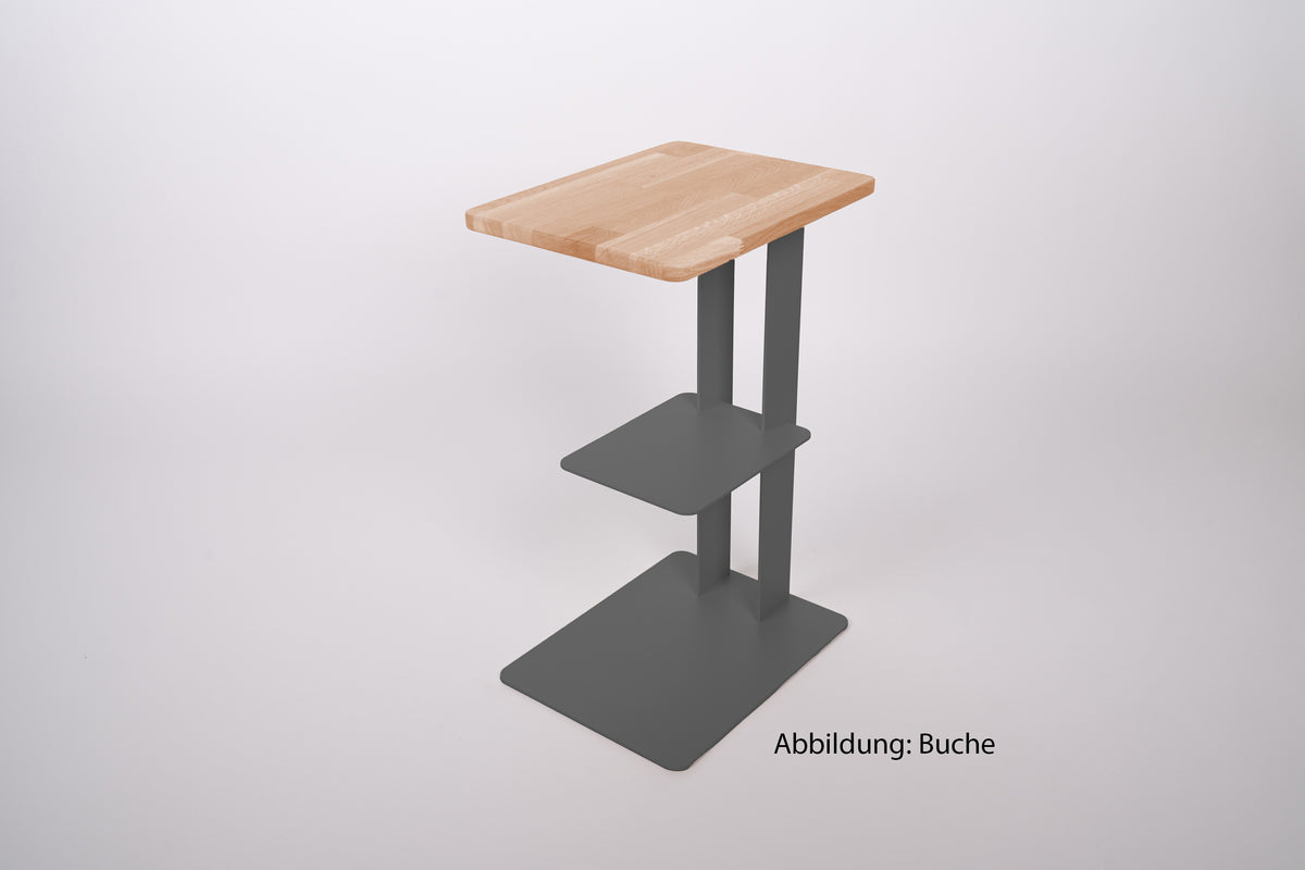 Beistelltisch DEZZ mit Ablagefach - Stahl/Holz - carbon grey
