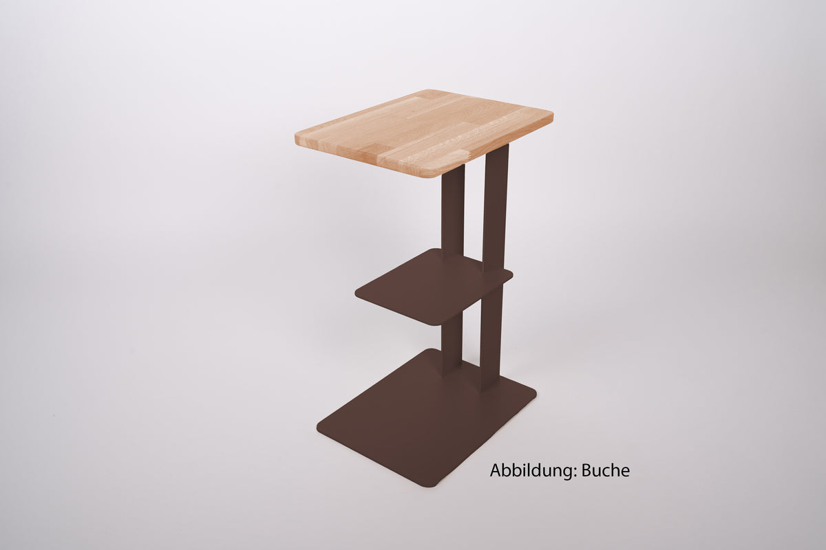 Beistelltisch DEZZ mit Ablagefach - Stahl/Holz - dark chocolate