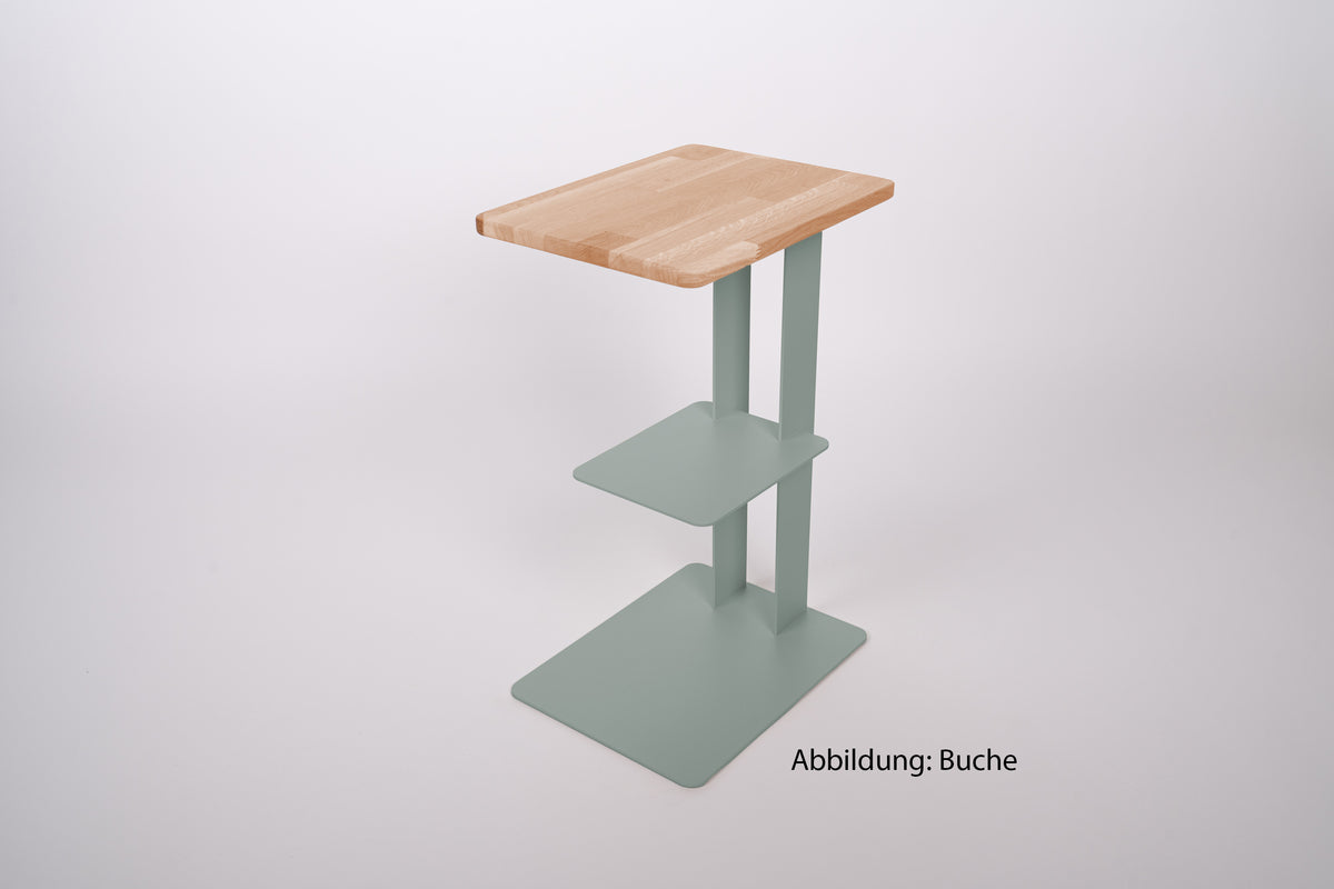 Beistelltisch DEZZ mit Ablagefach - Stahl/Holz - fresh mint