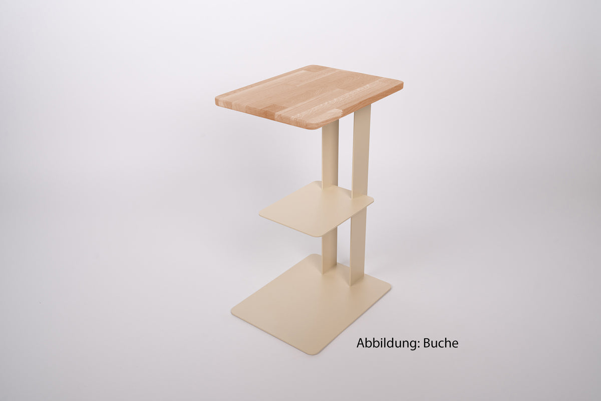 Beistelltisch DEZZ mit Ablagefach - Stahl/Holz - sandy beach