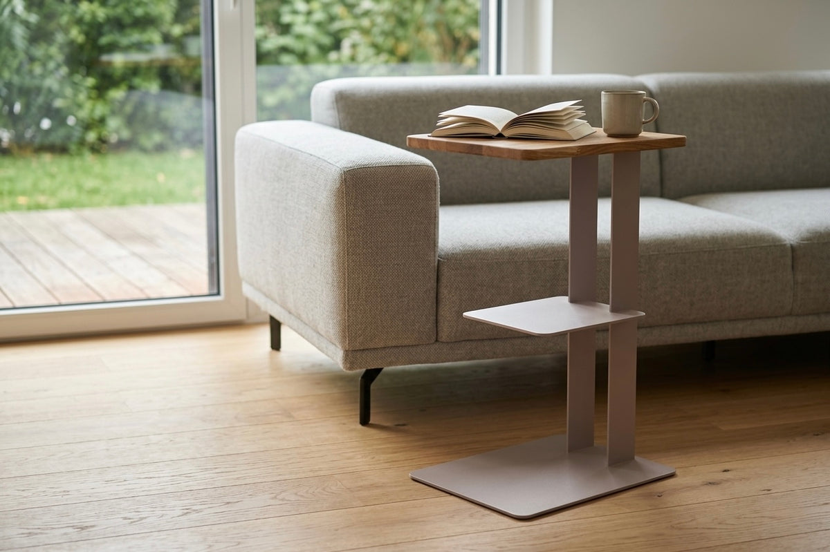 Beistelltisch DEZZ mit Ablagefach - Stahl/Holz - soft lavender