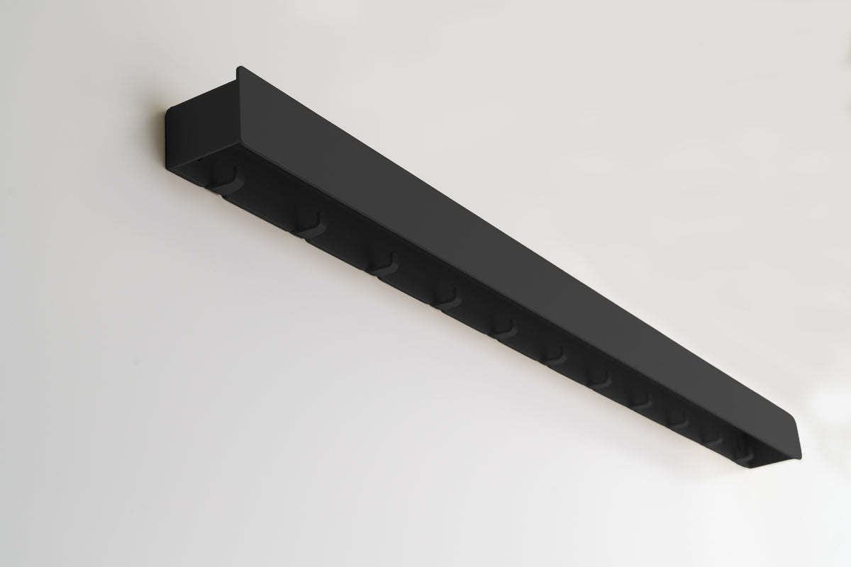 Schmales Wandboard mit versteckten Haken | Garderobe, Ablage & Schlüsselbrett ENNE 11er - black diamond