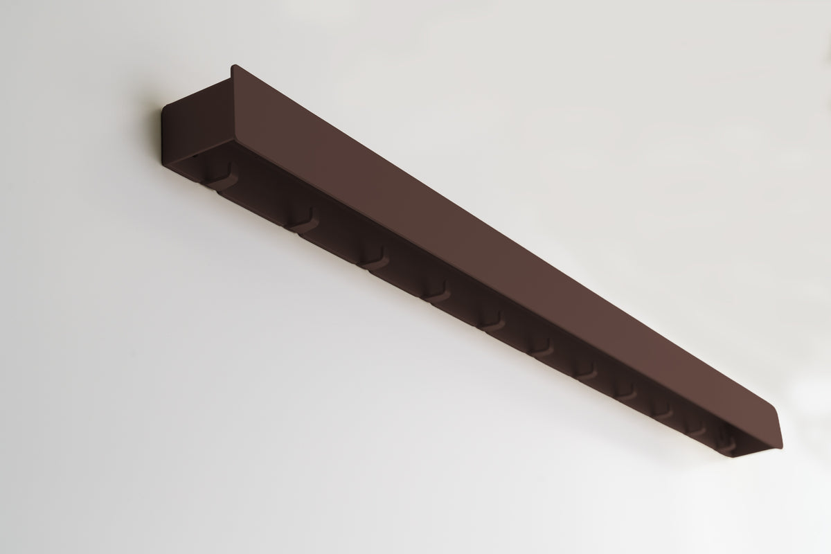 Schmales Wandboard mit versteckten Haken | Garderobe, Ablage & Schlüsselbrett ENNE 11er - dark chocolate