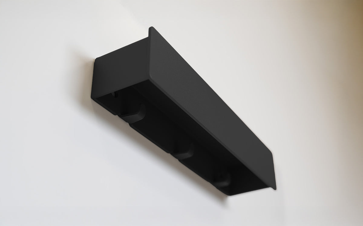 Schmales Wandboard mit versteckten Haken | Garderobe, Ablage & Schlüsselbrett ENNE 3er - black diamond