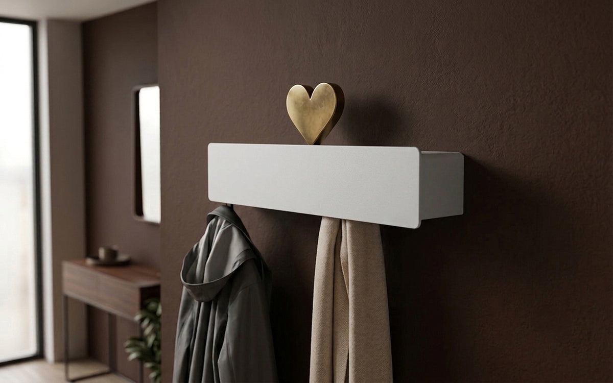Schmales Wandboard mit versteckten Haken | Garderobe, Ablage & Schlüsselbrett ENNE 3er - snow white
