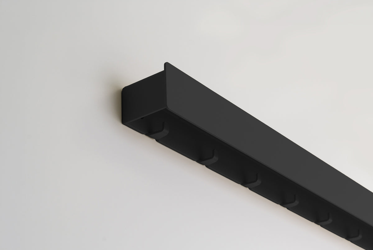 Schmales Wandboard mit versteckten Haken | Garderobe, Ablage & Schlüsselbrett ENNE 6er - black diamond