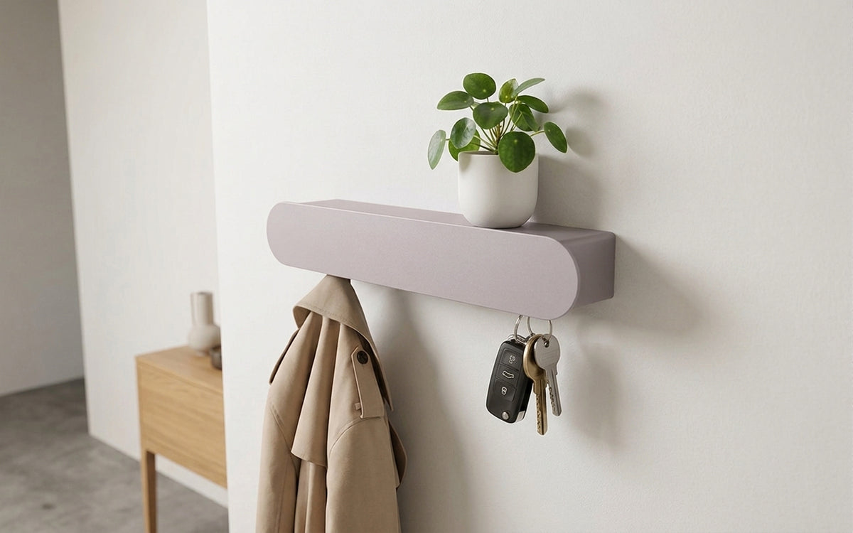 Schmales Wandboard mit versteckten Haken | Garderobe, Ablage & Schlüsselbrett  ENNO 3er - soft lavender