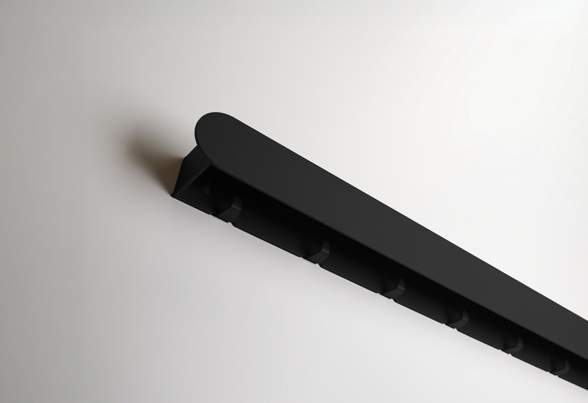 Schmales Wandboard mit versteckten Haken | Garderobe, Ablage & Schlüsselbrett ENNO 6er - black diamond