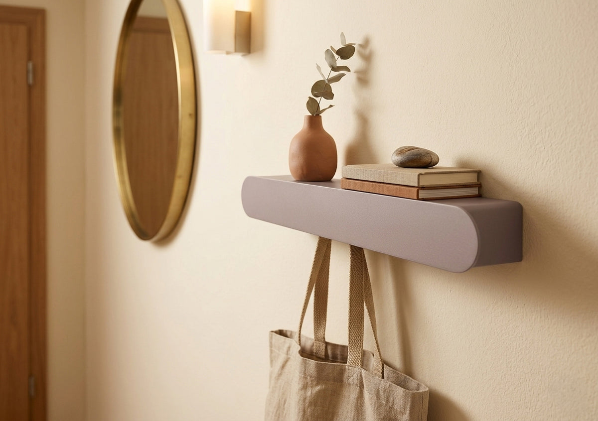 Schmales Wandboard mit versteckten Haken | Garderobe, Ablage & Schlüsselbrett ENNO 6er - soft lavender