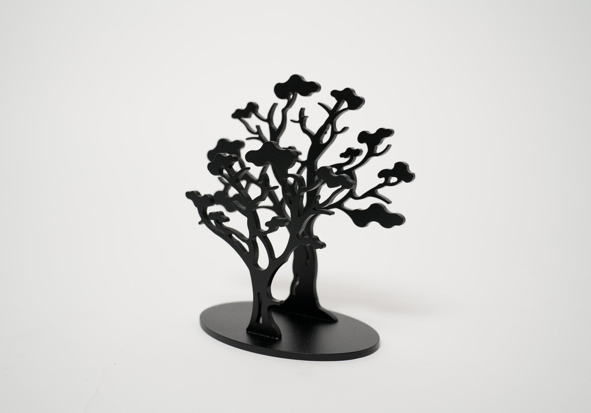 Deko-Baum ERLE aus Metall – Teelichthalter, Briefablage & Aufbewahrer - black diamond