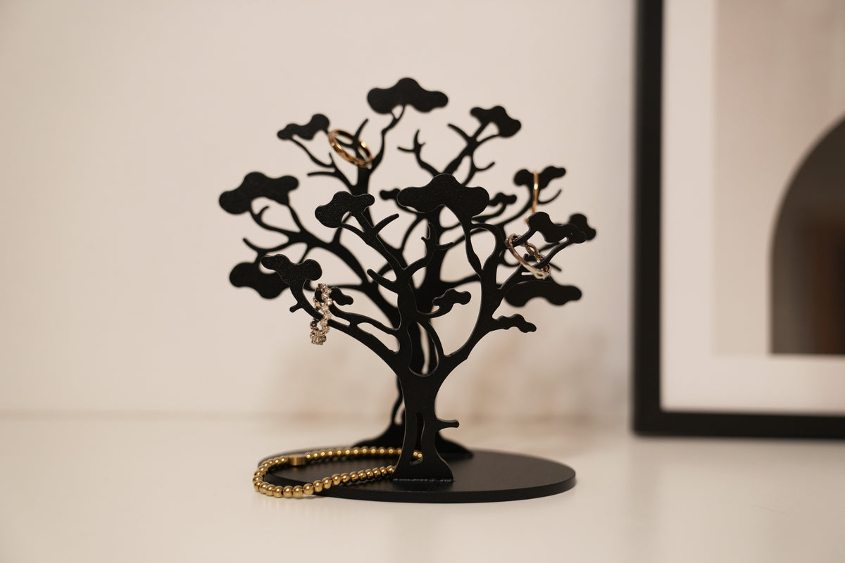 Deko-Baum ERLE aus Metall – Teelichthalter, Briefablage & Aufbewahrer - black diamond