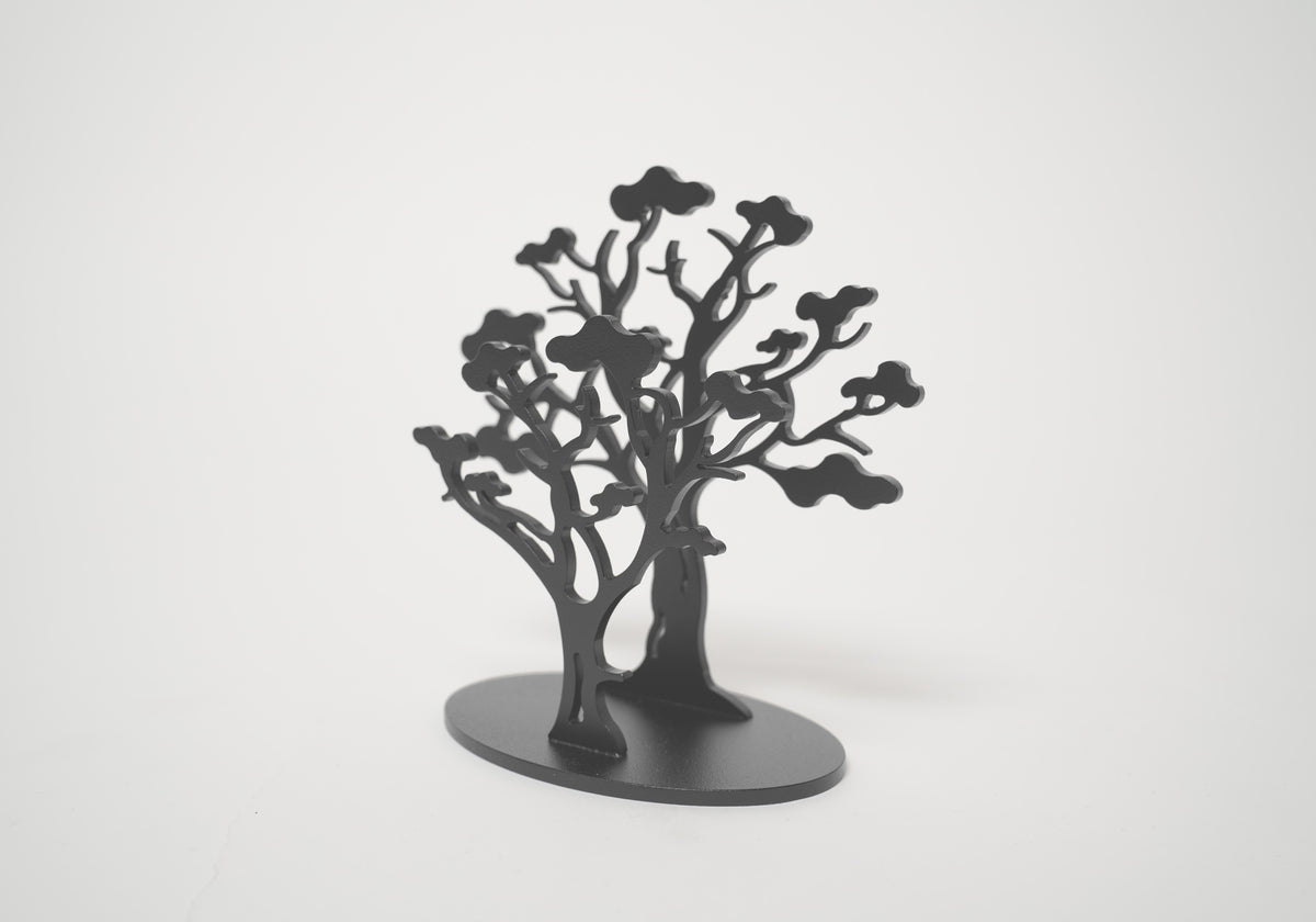 Deko-Baum ERLE aus Metall – Teelichthalter, Briefablage & Aufbewahrer - carbon grey